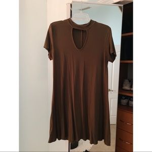 army green collared dress